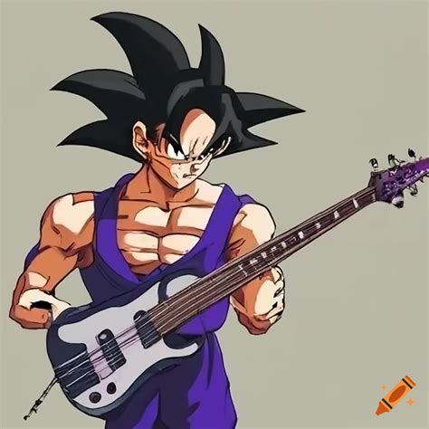 Manga Dragonball Z Character Playing Bass Guitar On Craiyon