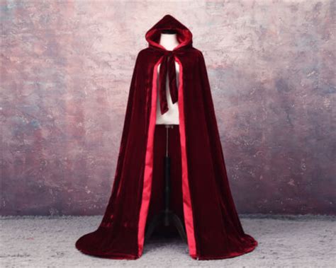 Velvet Hot Hooded Cloak Long Cape With Hood Masquerade Halloween