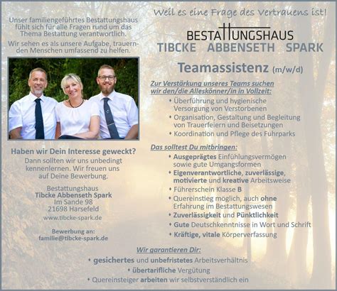 Stellenangebote Unternehmen Tibcke Bestattungen Tibcke Spark