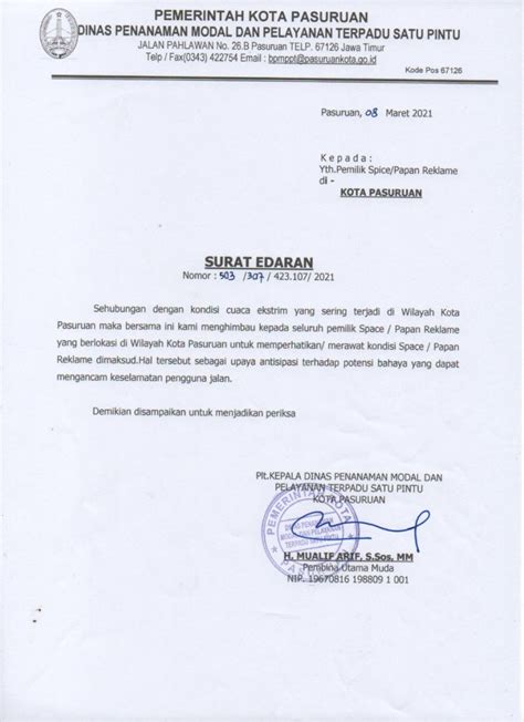 Apa Yang Dimaksud Dengan Surat Dinas Contoh Surat Resmi