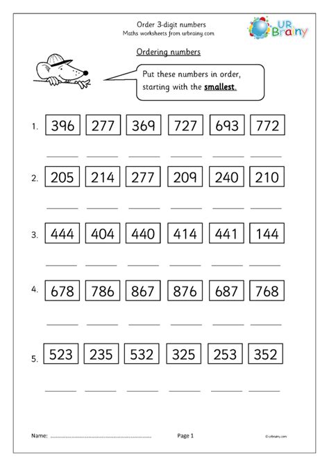 Ordering 3 Digit Numbers Game