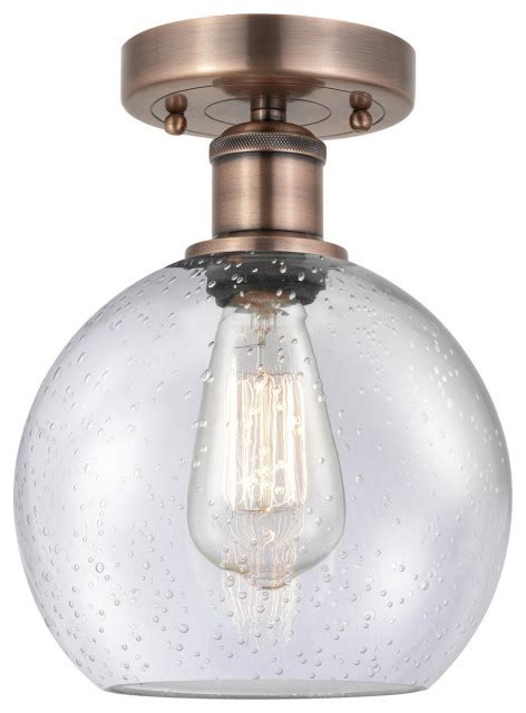 Athens 1 Light Semi Flush Mount Antique Copper Seedy Industrial