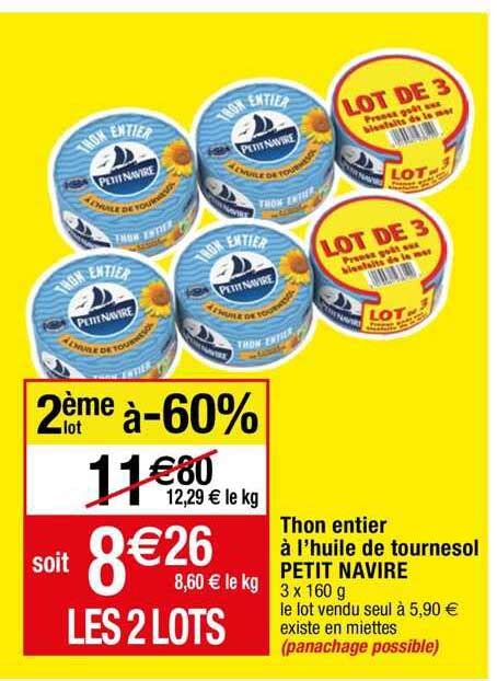 Promo Thon Entier à L huile De Tournesol Petit Navire chez Migros