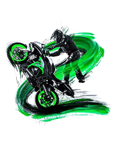 Ink Rider Style Kawasaki Bike Drawing Motorcycle Drawing