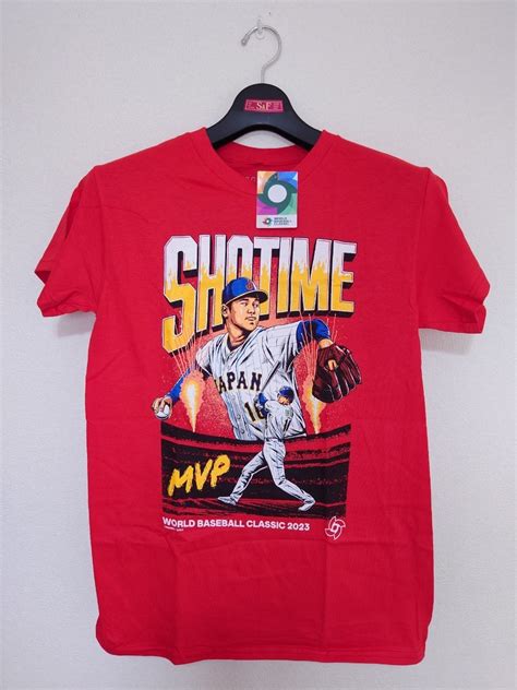 【未使用】大谷翔平 Wbc 2023 侍ジャパン Mvp 優勝 記念 世界一 Tシャツ Sサイズ 赤 レッド シリアルナンバーあり