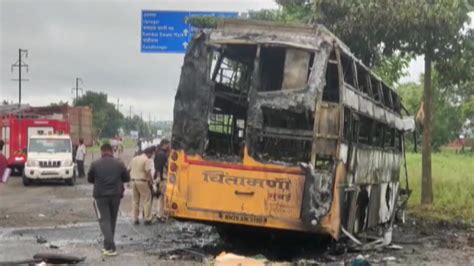 Maharashtra Bus Catches Fire After Accident In Nashik 11 Dead