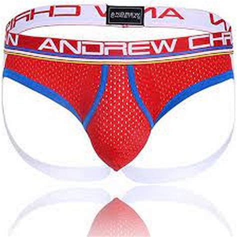 Authentic Andrew Christian Almost Naked Retro Mesh Brief Jock Navy White Shopee Philippines