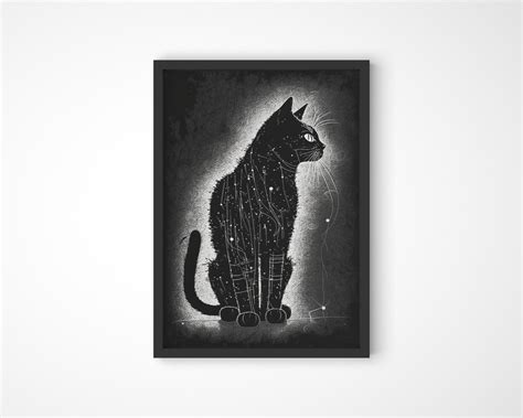 Schwarze Katze Wandkunst Druckbare Wandkunst Minimalistische