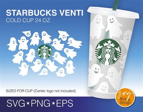 Halloween Happy Ghost Starbucks Cup Svg Funny Cute Ghost Theme Decal