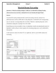 Marriott Rooms Forecasting Case Analysis Group Section B Pdf