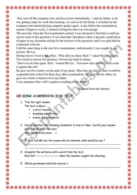 Cheating In Exams Esl Worksheet By Farah