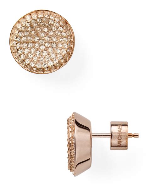 Lyst Michael Kors Concave Pave Stud Earrings In Metallic