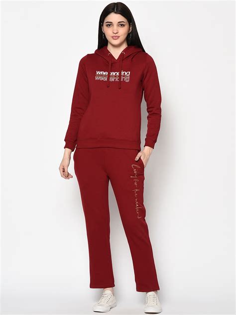 Buy Mettle Women Maroon Solid Tracksuit Tracksuits For Women 13366294 Myntra