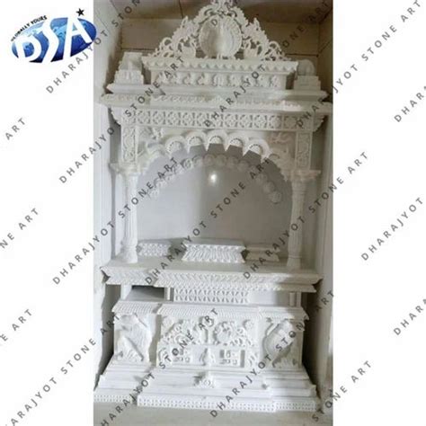 Indoor Rectangle White Ambaji Marble Carving Temple For Worship Size