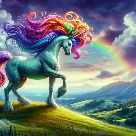 Magical Rainbow Unicorn On Beautiful Hillside By Adayasilverclaw507 On