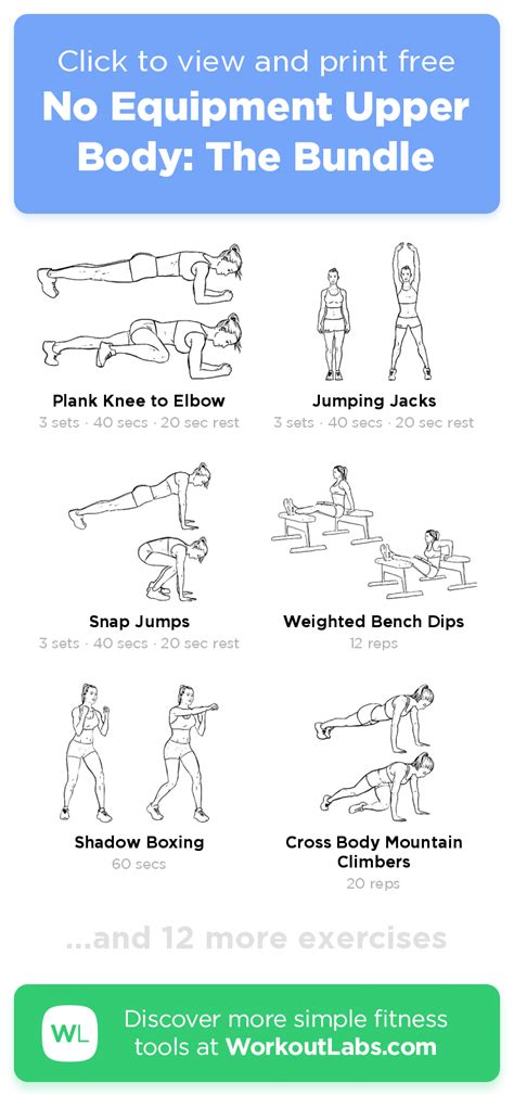 15 Minute Upper Body Workout No Equipment Pdf For Gym Fitness And