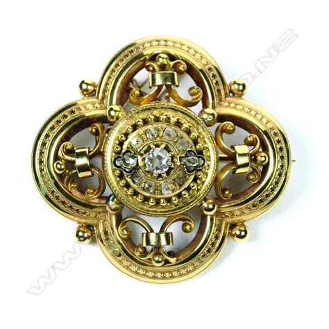 Victorian Diamond Cruciform Brooch 18ct Gold Brooches Jewellery