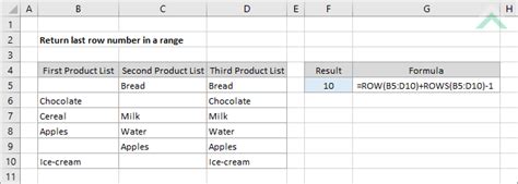 Return Last Row Number In A Range Excel And Vba Exceldome