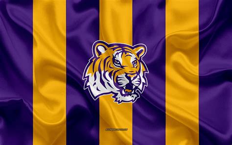 Lsu Tigers Golden Emblem Ncaa Violet Metal Background American