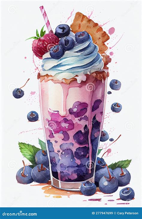 Blueberry Cheesecake Milkshake Stock Illustration Illustration Of