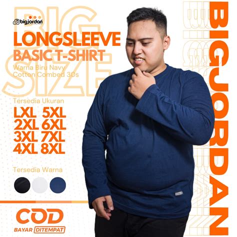 Jual kaos panjang pria big size XXL XXXL baju polos wanita ukuran jumbo ...