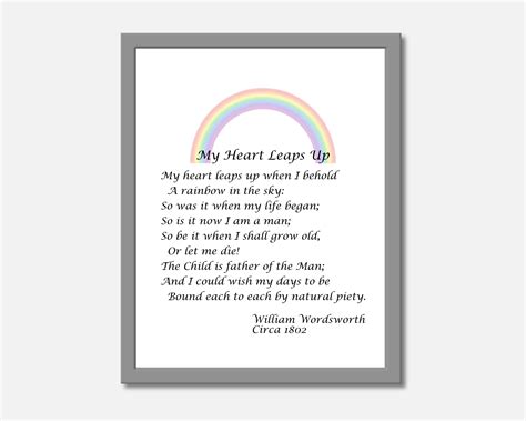 William Wordsworth My Heart Leaps Up Poem Calligraphy Font Digital