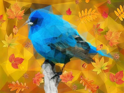 Blue Bird In The Autumn Season Digital Art By Gayle Price Thomas Fine