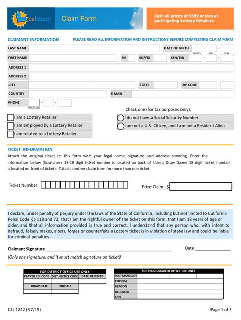 Ca Lottery Claim 2019 2024 Form Fill Out And Sign Printable Pdf