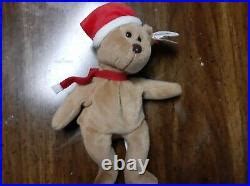 Rare 1997 Holiday Teddy Ty Beanie Baby Retired Style 4200 PVC Pellets