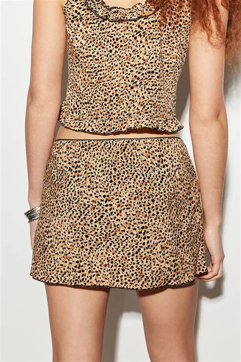 Archive At Uo Leopard Print Linen Mini Skirt Urban Outfitters Uk