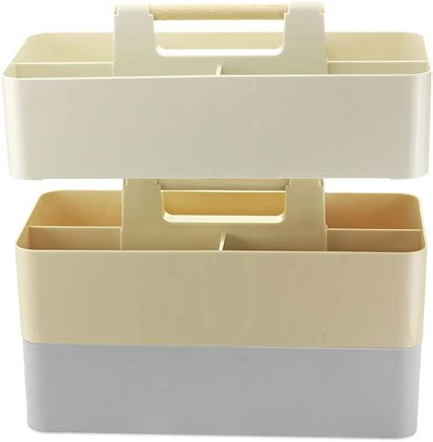 Ezoware Set Of 3 Plastic Stackable Caddy Tote Set Large Storage