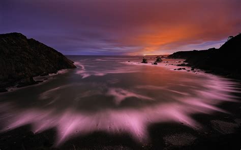 Wallpaper Landscape Sunset Sea Rock Nature Reflection Long