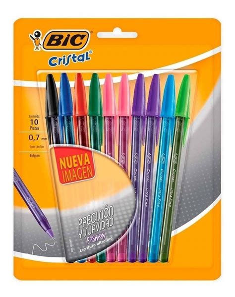 Boligrafos Bic Cristal Ultrafino Colores 10 Piezas Plumas Meses Sin