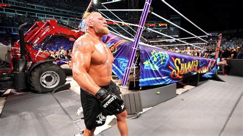 Brock Lesnar Lifts The Ring With A Tractor Summerslam 2022 Wwe