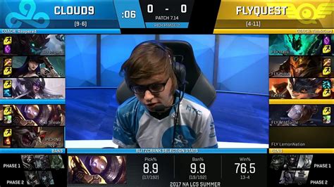 C9 Vs FLY Game 1 Week 8 Day 3 NA LCS Summer Split 2017 Cloud9 Vs