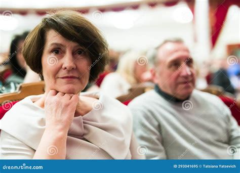 Mature Man And Woman In Theater Watching A Performance Stock Image Image Of Retired