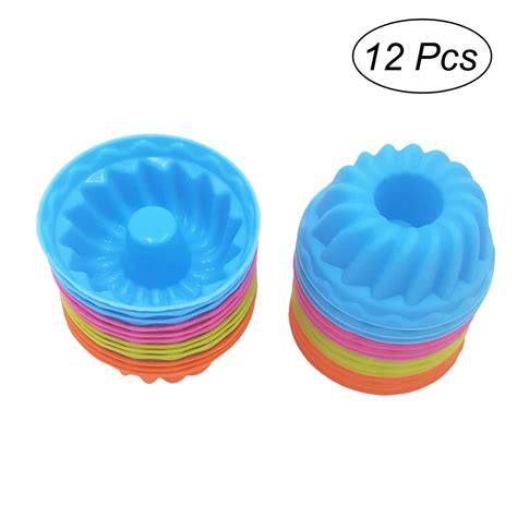 12pcs Silicone Round Chiffon Cake Mold Silicone Chiffon Dessert Baking