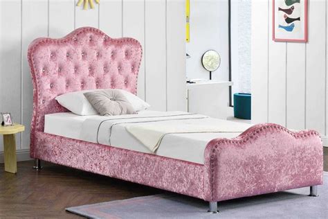 Windsor Diamante Pink Crushed Velvet Upholstered Storage Bed Frame