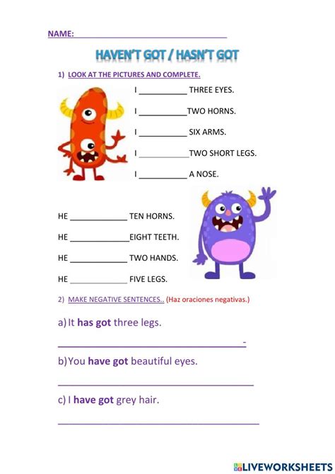 Negative Form Online Activity For Sexto You Can Do The Exercises