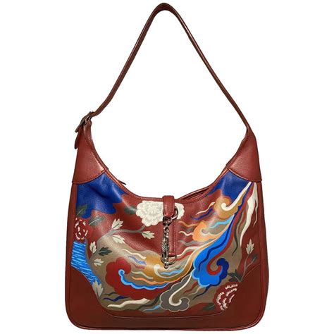 Hermes Red Swift Leather Trim Bag Hand Painted For Sale at 1stDibs