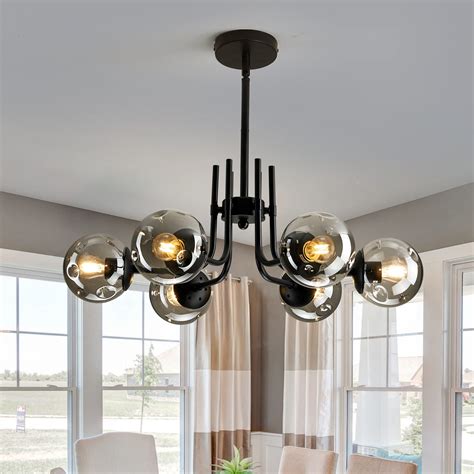 FGSADI 6 Lights Glass Globe Sputnik Chandeliers Modern Metal Ceiling