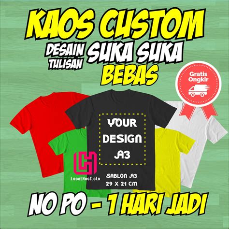 Jual Kaos Custom Sablon Satuan Kata Kata Text Gambar Cotton