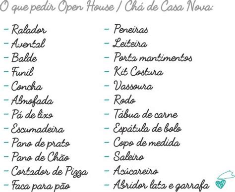 Lista De Ch De Casa Nova As Ideias Mais Completas Para Imprimir