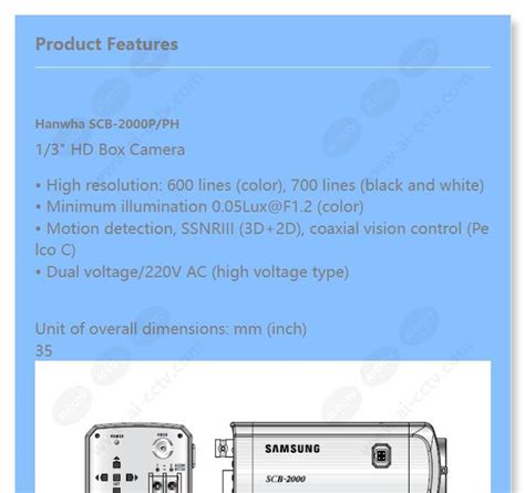 Samsung Hanwha Scb P Scb Ph Inch Hd Box Camera Ai Cctv