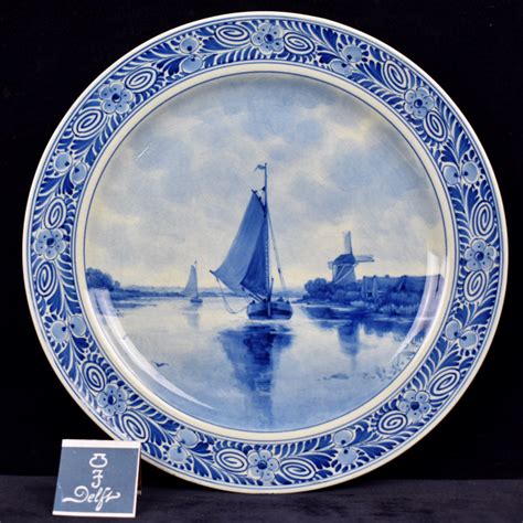 Antique Dutch Blue White Royal Delft Hand Painted Plate With A