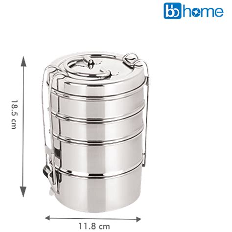 Buy Bb Home Lunchtiffin Box With 4 Containers 8x4 Stainless Steel