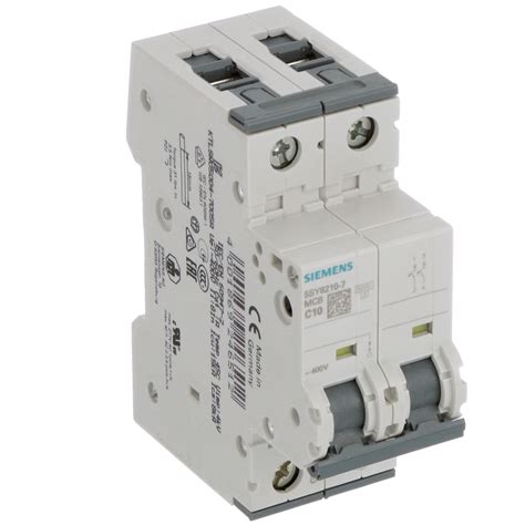 Siemens - 5SY6210-7 - Circuit Breaker, Supplementary, 2-P, 10A, C Curve ...