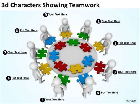 Business Integration Strategy 3d Characters Showing Teamwork Models