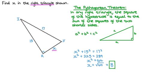 Question Video Applying The Pythagorean Theorem To Calculate One Of