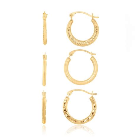 3 Piece Yellow Gold Hoop Earring Set Reeds Jewelers